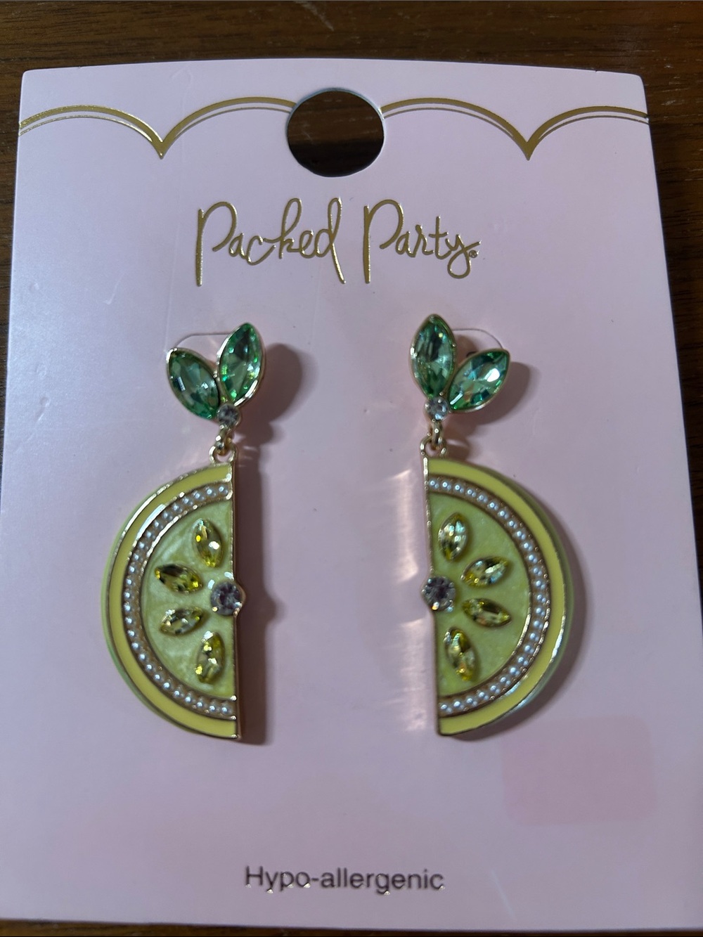 Packed Party Green Leaf & Yellow Citrus Slice Drop Earrings